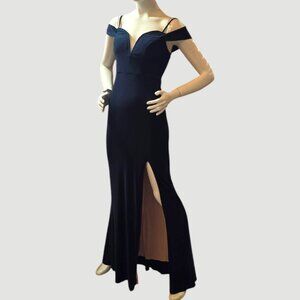 WINDSOR Navy Mallory Formal off the Shoulder Dress sz 5